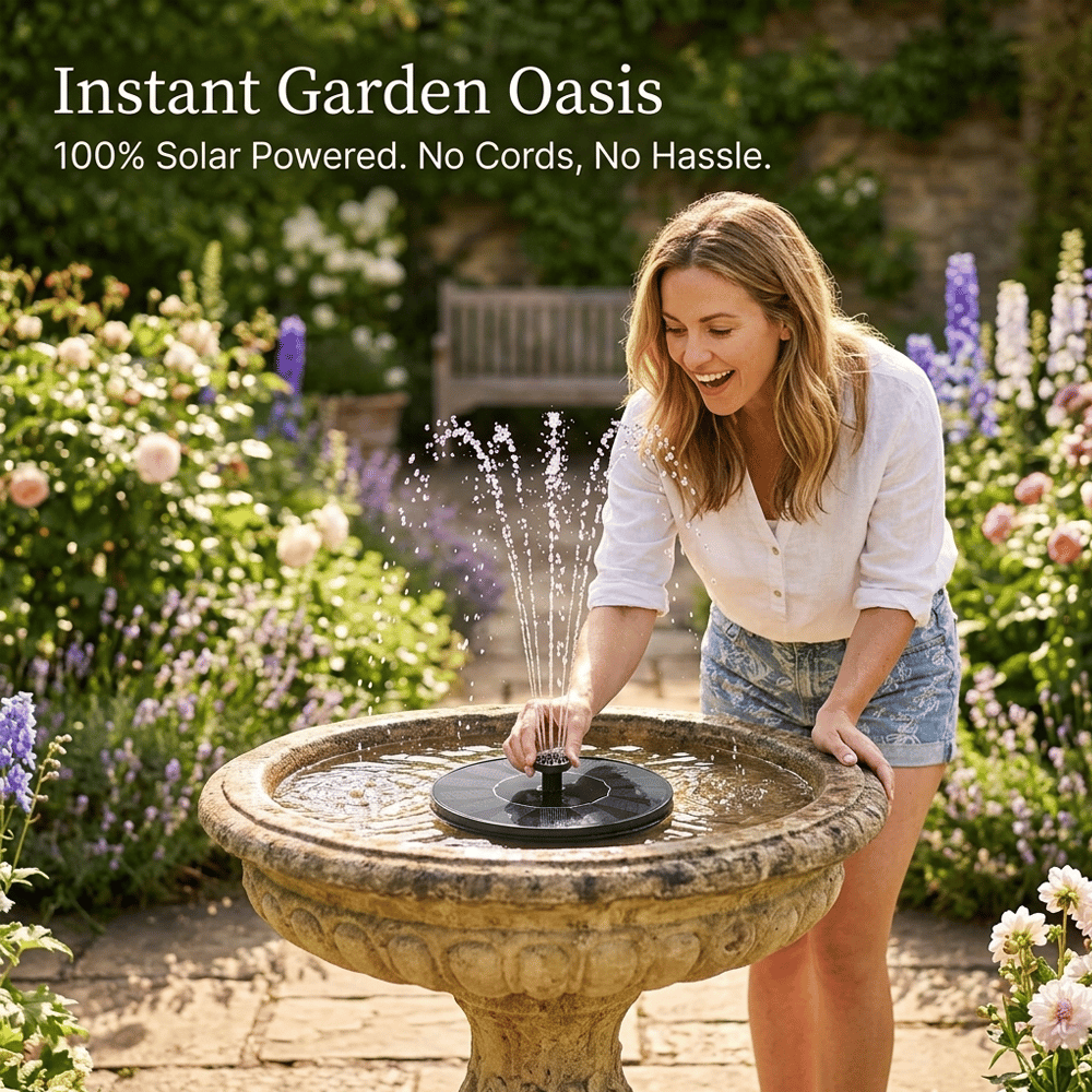 Sun-Powered Outdoor Water Fountain