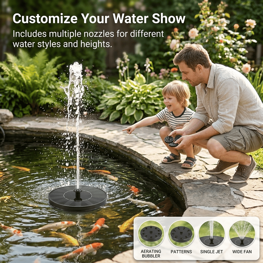 Sun-Powered Outdoor Water Fountain