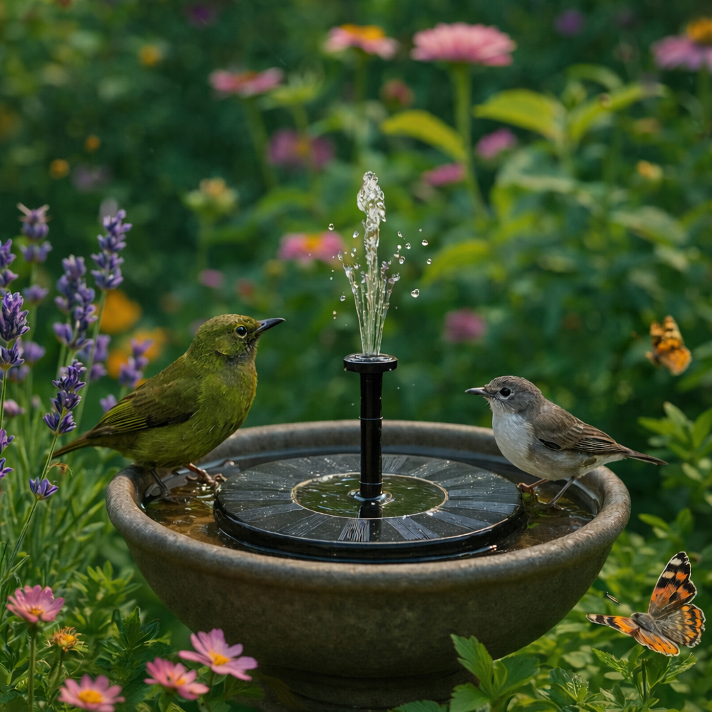 Sun-Powered Outdoor Water Fountain