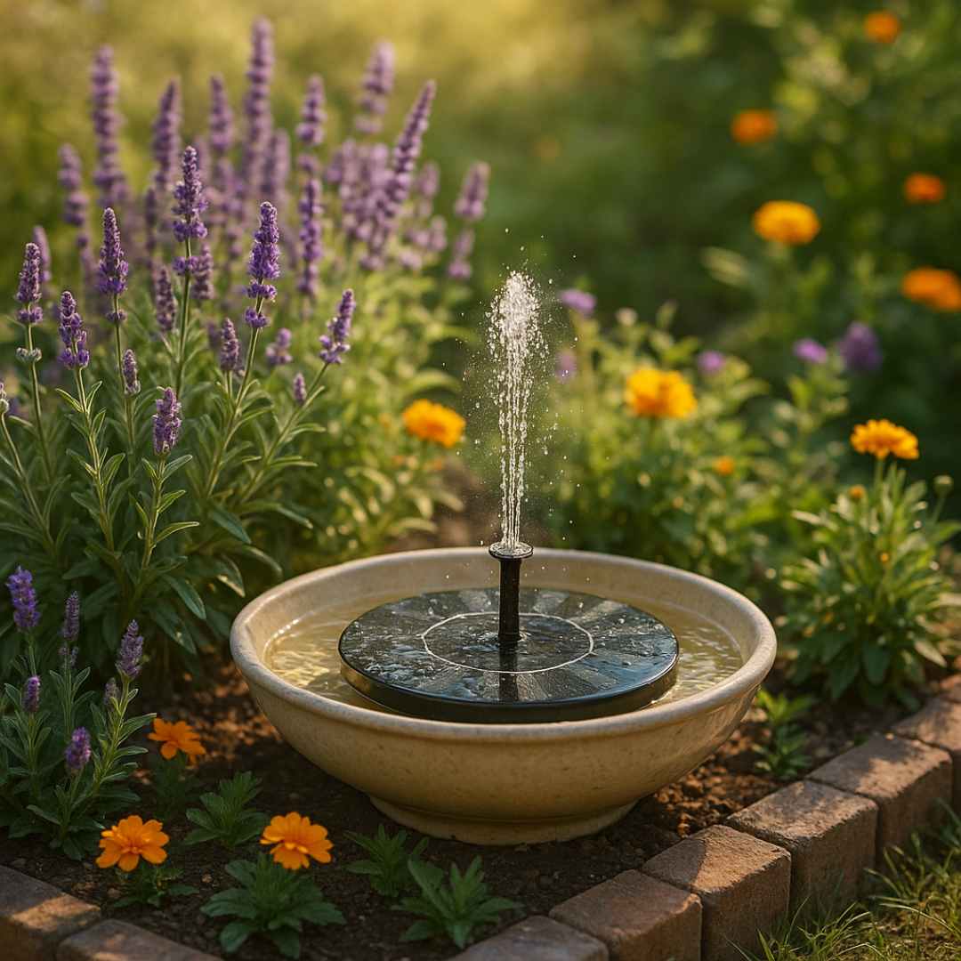 Sun-Powered Outdoor Water Fountain