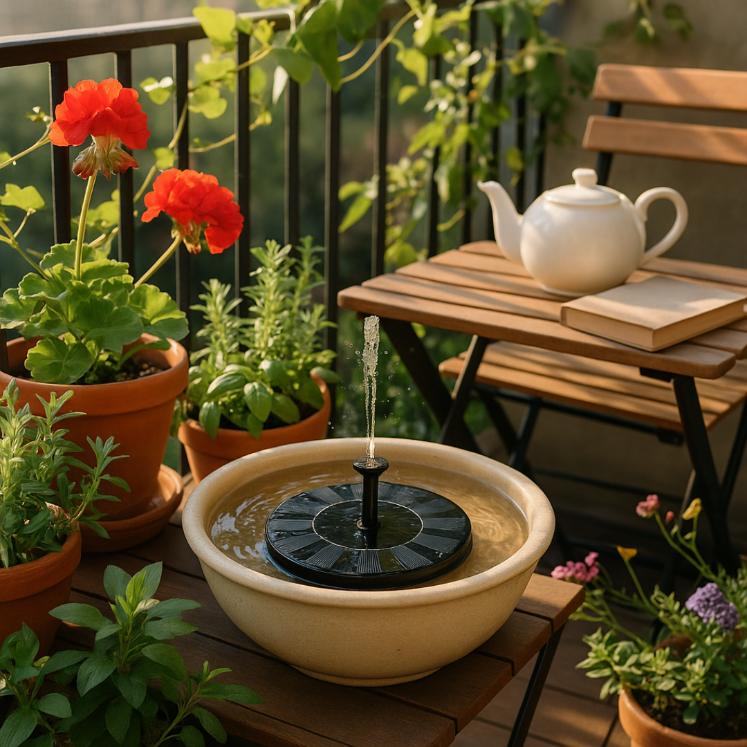 Sun-Powered Outdoor Water Fountain
